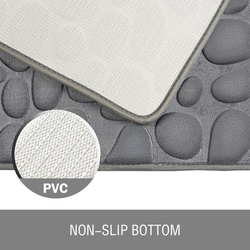 Soft 3D Cobblestone Pattern Bath Mat Non Slip Memory Foam Bath Rug