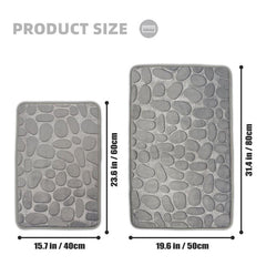 Soft 3D Cobblestone Pattern Bath Mat Non Slip Memory Foam Bath Rug