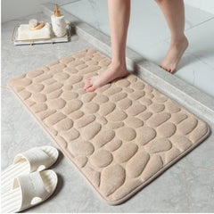 Soft 3D Cobblestone Pattern Bath Mat Non Slip Memory Foam Bath Rug