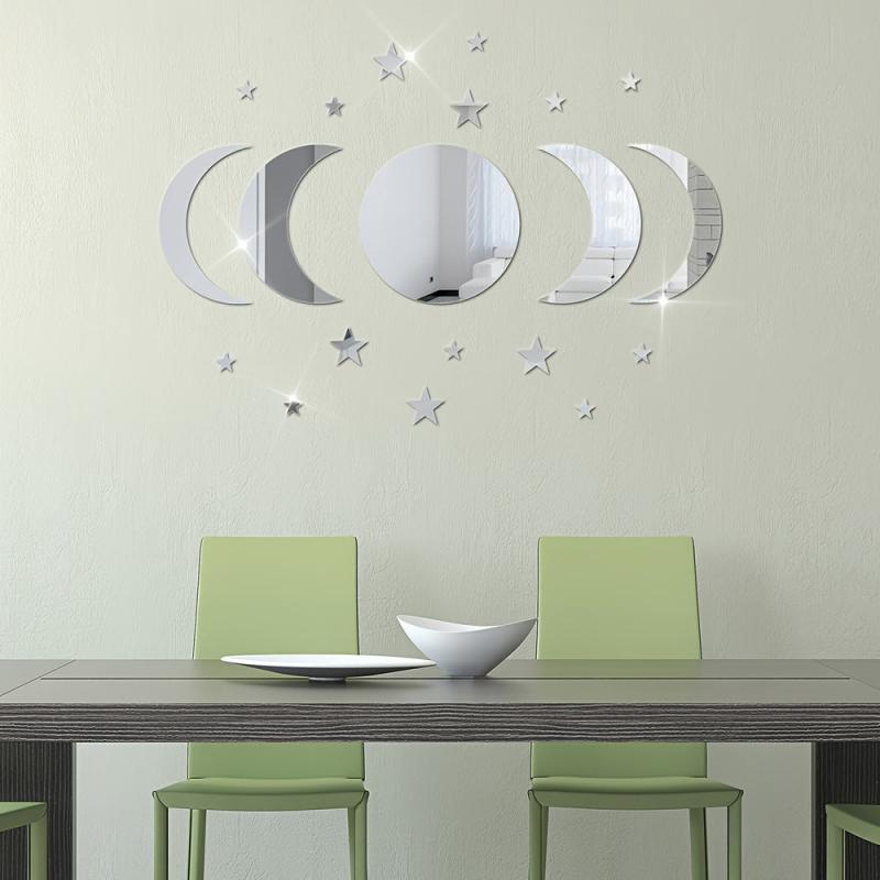 20pcs Star And Moon Acrylic Wall Stickers Ramadan Kareem Decor