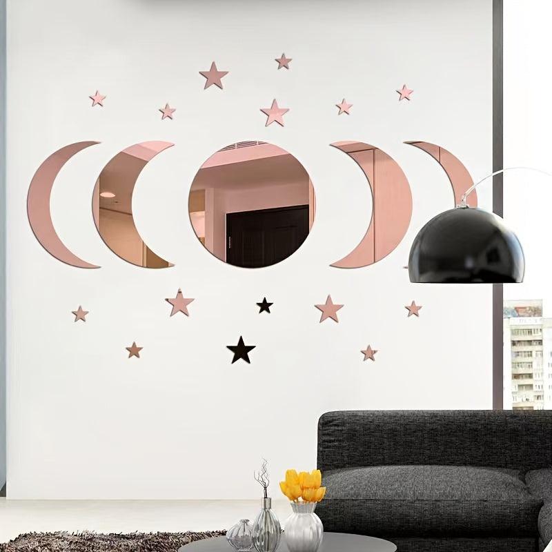 20pcs Star And Moon Acrylic Wall Stickers Ramadan Kareem Decor