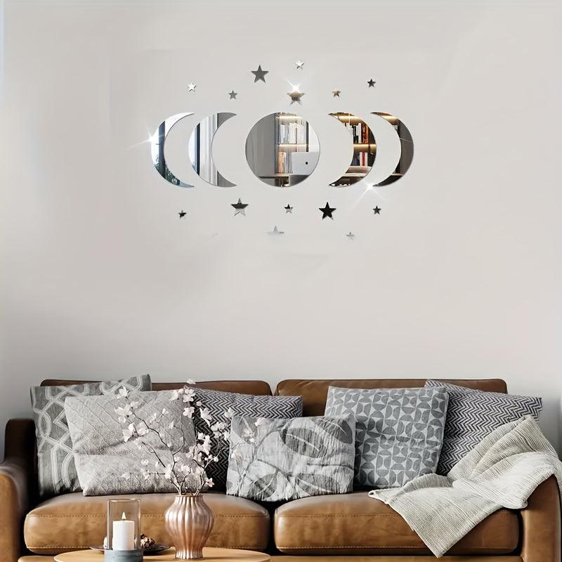 20pcs Star And Moon Acrylic Wall Stickers Ramadan Kareem Decor