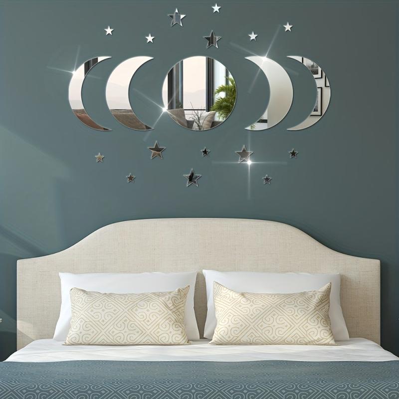 20pcs Star And Moon Acrylic Wall Stickers Ramadan Kareem Decor