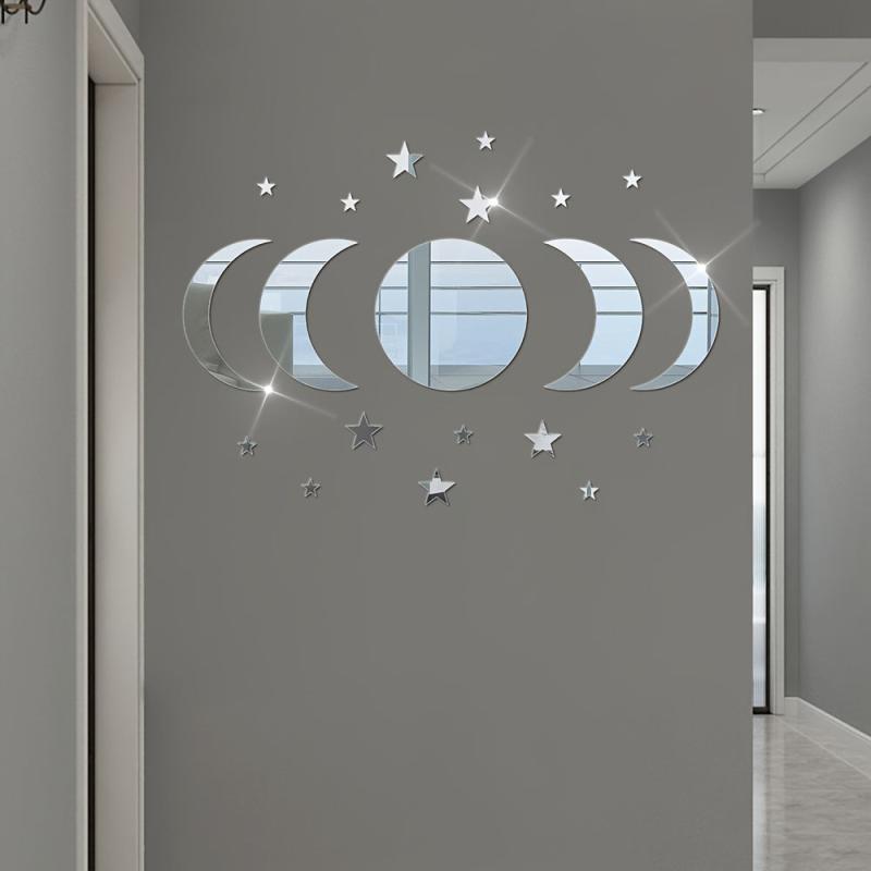 20pcs Star And Moon Acrylic Wall Stickers Ramadan Kareem Decor