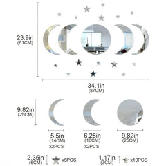 20pcs Star And Moon Acrylic Wall Stickers Ramadan Kareem Decor