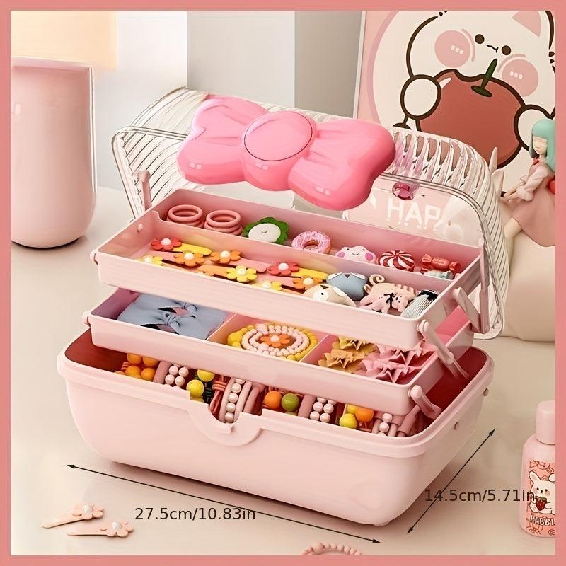 Macaron Series Cosmetics Storage Box 3-Layer Capacity Organize Makeup & Toys