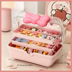 Macaron Series Cosmetics Storage Box 3-Layer Capacity Organize Makeup & Toys