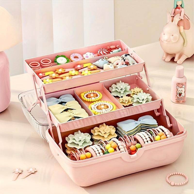 Macaron Series Cosmetics Storage Box 3-Layer Capacity Organize Makeup & Toys