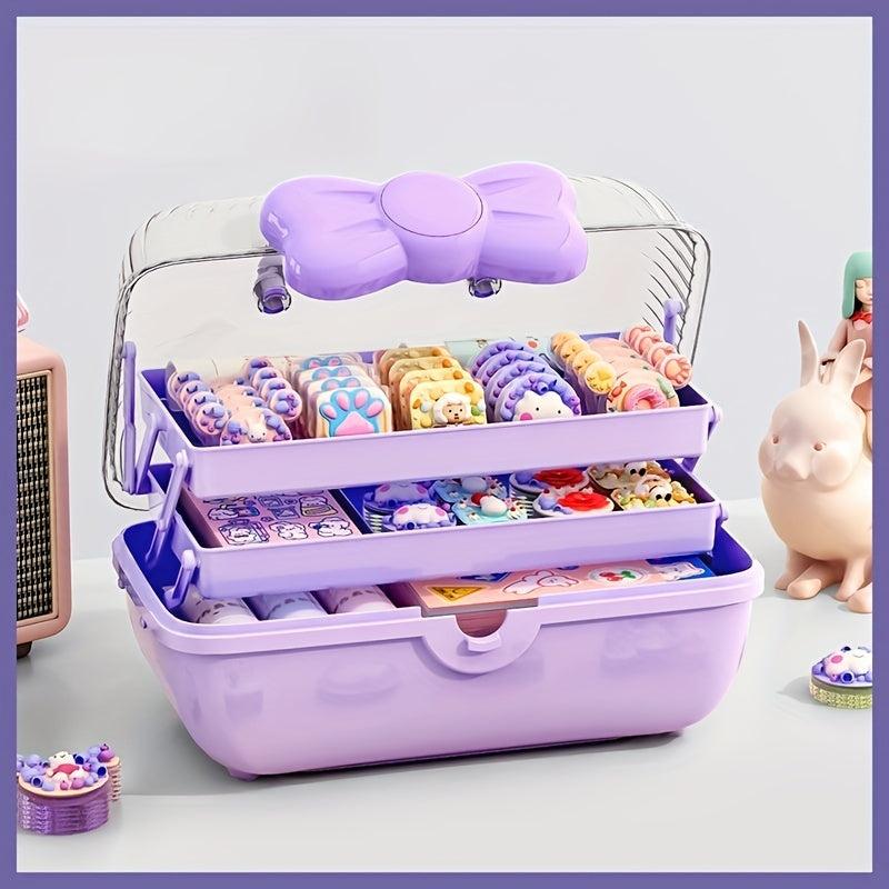 Macaron Series Cosmetics Storage Box 3-Layer Capacity Organize Makeup & Toys