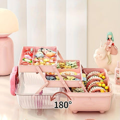 Macaron Series Cosmetics Storage Box 3-Layer Capacity Organize Makeup & Toys