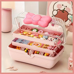 Macaron Series Cosmetics Storage Box 3-Layer Capacity Organize Makeup & Toys
