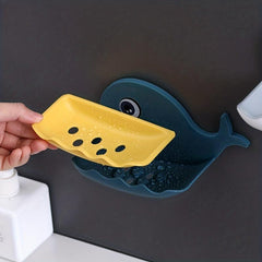 Whale Wall Mounted Soap Dish Punch Soap Holder Bathroom Toilet Storage Rack