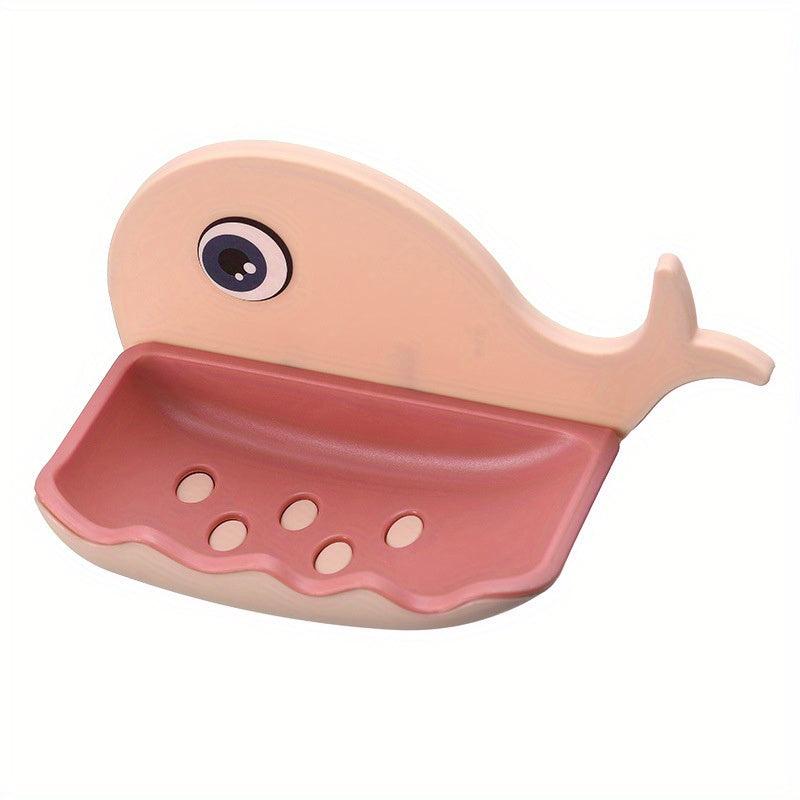 Whale Wall Mounted Soap Dish Punch Soap Holder Bathroom Toilet Storage Rack