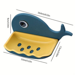 Whale Wall Mounted Soap Dish Punch Soap Holder Bathroom Toilet Storage Rack