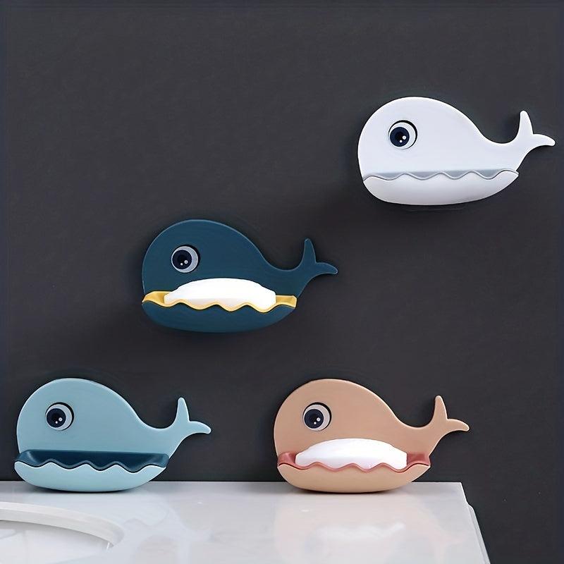 Whale Wall Mounted Soap Dish Punch Soap Holder Bathroom Toilet Storage Rack
