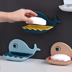 Whale Wall Mounted Soap Dish Punch Soap Holder Bathroom Toilet Storage Rack