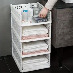 Stackable Plastic Storage Rack Closet Clothes Organizer Shelf