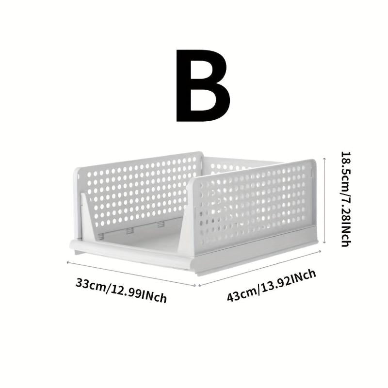 Stackable Plastic Storage Rack Closet Clothes Organizer Shelf