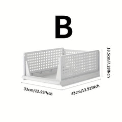 Stackable Plastic Storage Rack Closet Clothes Organizer Shelf