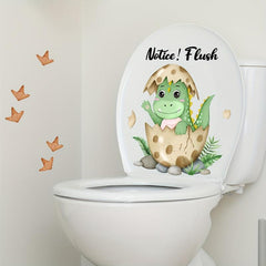 Dinosaur Pattern Toilet Lid Decal Funny Self Adhesive Sticker