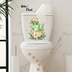 Dinosaur Pattern Toilet Lid Decal Funny Self Adhesive Sticker