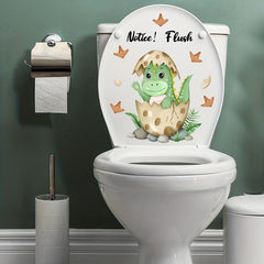 Dinosaur Pattern Toilet Lid Decal Funny Self Adhesive Sticker