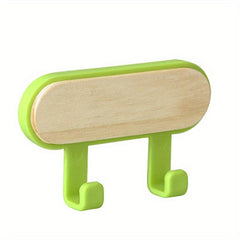 Self Adhesive Wooden Hook 2 in 1 Wall Mount Hook