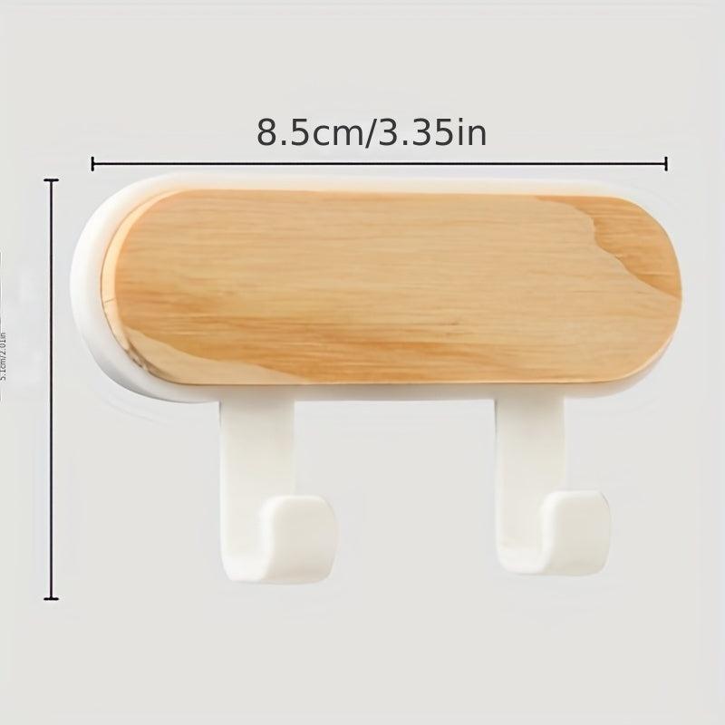 Self Adhesive Wooden Hook 2 in 1 Wall Mount Hook