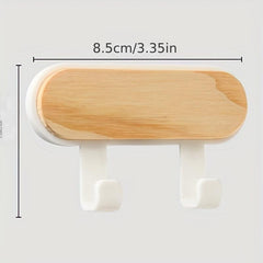 Self Adhesive Wooden Hook 2 in 1 Wall Mount Hook