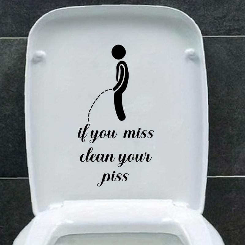Creative Slogan Toilet Lid Decal Self Adhesive Decorative Bathroom Sticker