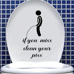 Creative Slogan Toilet Lid Decal Self Adhesive Decorative Bathroom Sticker