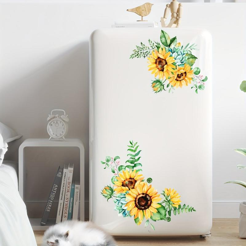 Sunflower Pattern Toilet Lid Decal Adhesive Wall Sticker Bathroom Decor