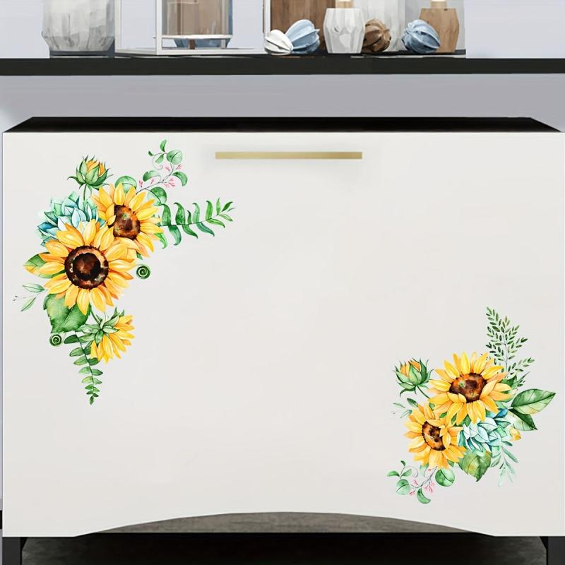Sunflower Pattern Toilet Lid Decal Adhesive Wall Sticker Bathroom Decor
