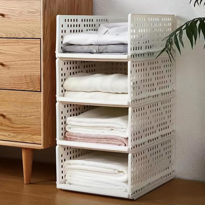 Stackable Plastic Storage Rack Organizer Drawer Style Clothes Storage Box