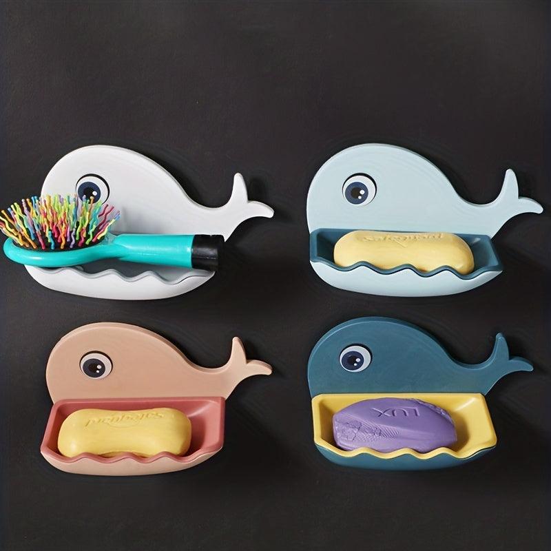 Whale Shape 2 Layer Soap Dish Cartoon Animal Drain Soap Holder