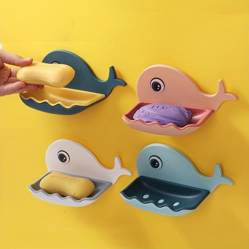 Whale Shape 2 Layer Soap Dish Cartoon Animal Drain Soap Holder