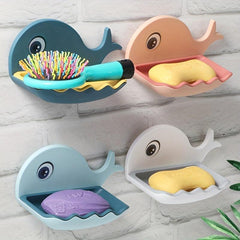 Whale Shape 2 Layer Soap Dish Cartoon Animal Drain Soap Holder