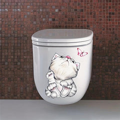 Cat Pattern Toilet Lid Decal Creative Decor Sticker