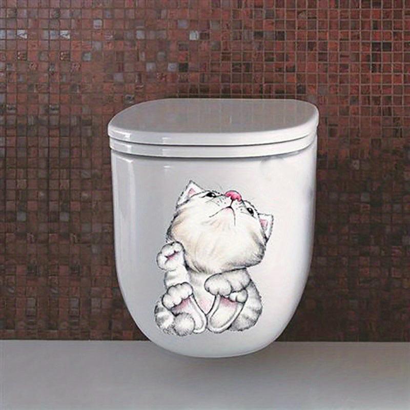 Cat Pattern Toilet Lid Decal Creative Decor Sticker