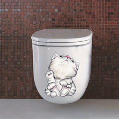 Cat Pattern Toilet Lid Decal Creative Decor Sticker