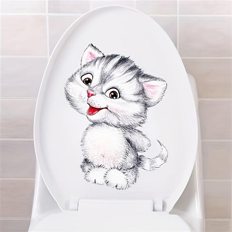 Cat Pattern Toilet Lid Decal Creative Decor Sticker