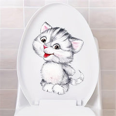 Cat Pattern Toilet Lid Decal Creative Decor Sticker