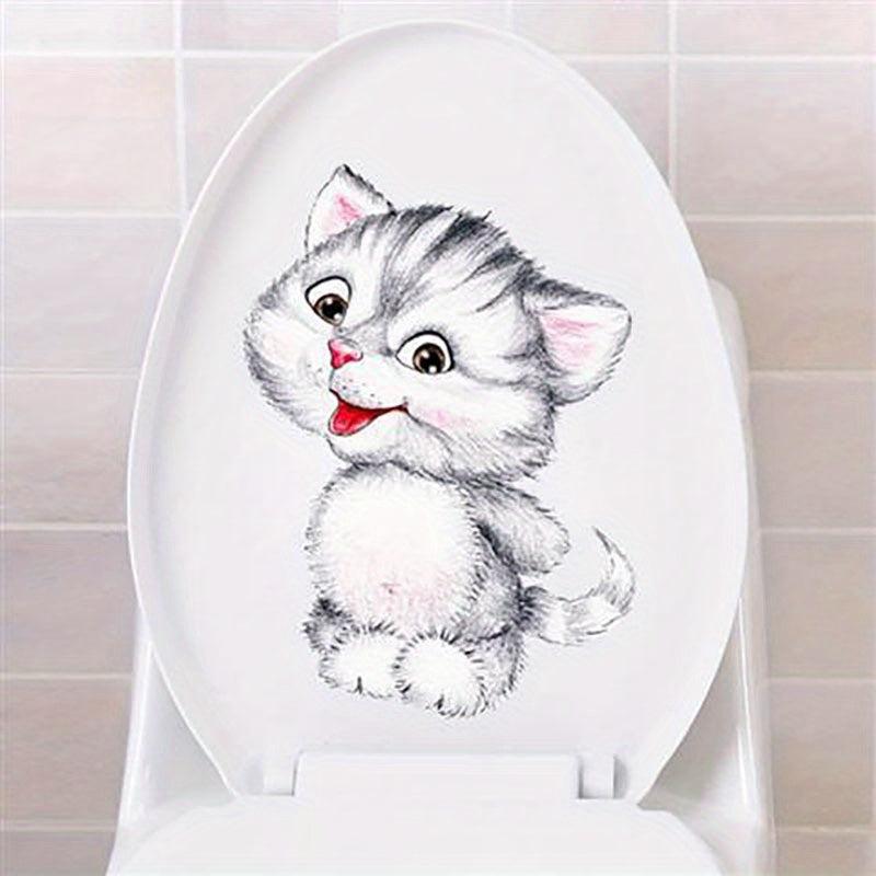 Cat Pattern Toilet Lid Decal Creative Decor Sticker