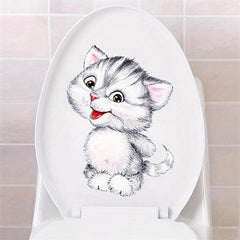 Cat Pattern Toilet Lid Decal Creative Decor Sticker