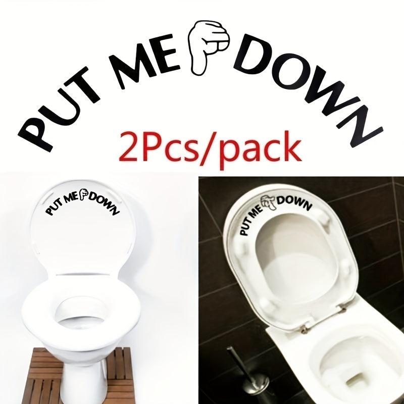 2pcs Funny Toilet Lid Decals Self Adhesive Stickers Bathroom Home Decor