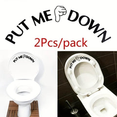 2pcs Funny Toilet Lid Decals Self Adhesive Stickers Bathroom Home Decor