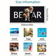 Basketball Bear Pattern Large Beach Towel Quick Drying Soft Water Absorbent