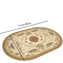 Retro Persian Floor Mat Soft Area Rug Machine Washable Bath Mat Oval Carpet