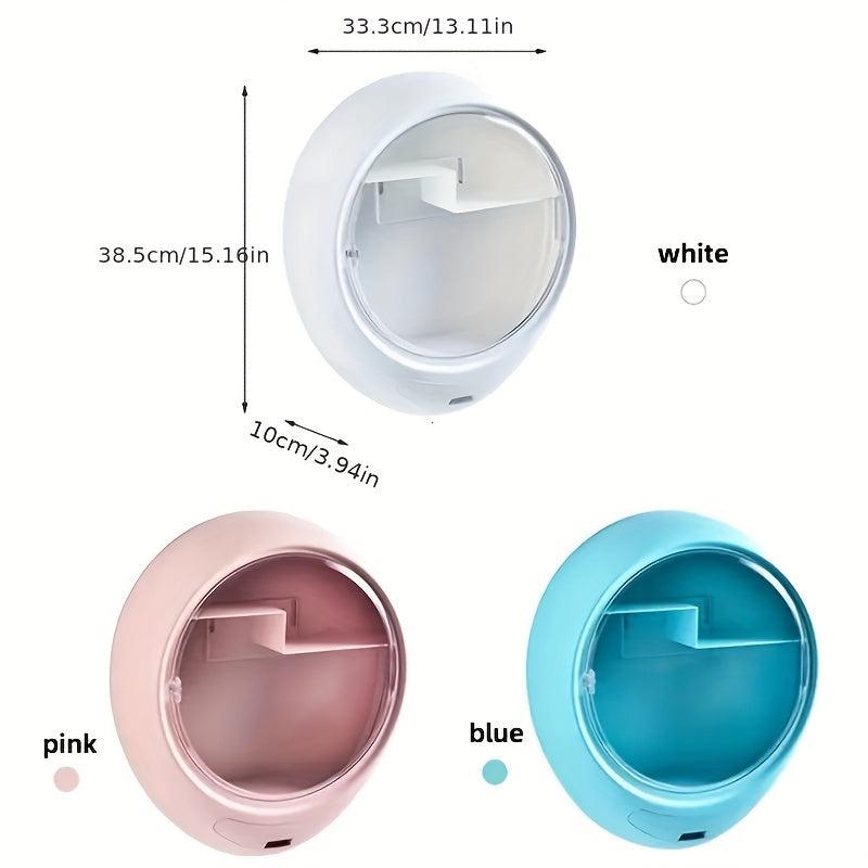 Wall Mount Makeup Storage Box Large Capacity No Punching With Lid & Drawer
