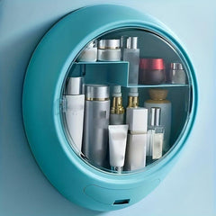Wall Mount Makeup Storage Box Large Capacity No Punching With Lid & Drawer